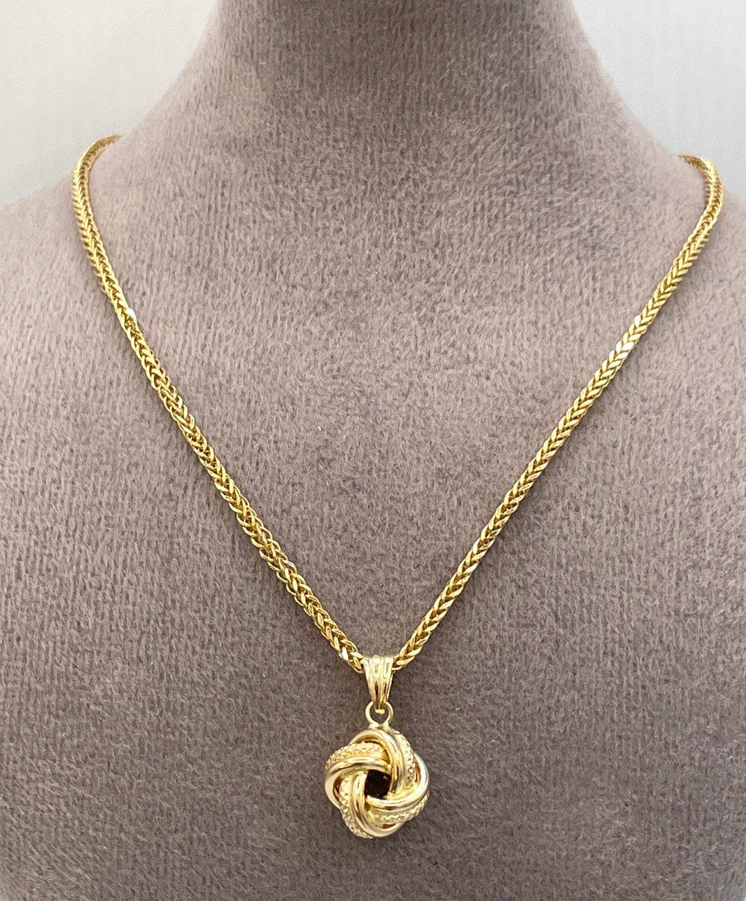 18K Gold Pendant Love Knot Necklace Earrings, Real 18K Yellow Gold Necklace Set For Women, 18K Gold Love Knot , Gift For Her!