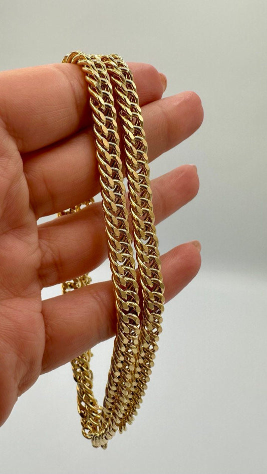 14K Solid Gold Curb Chain Necklace, Solid 14K Real Gold Curb Links Miami Cuban Chain for Men/Women, 7mm-thick Solid Gold Chain for Him/Her!