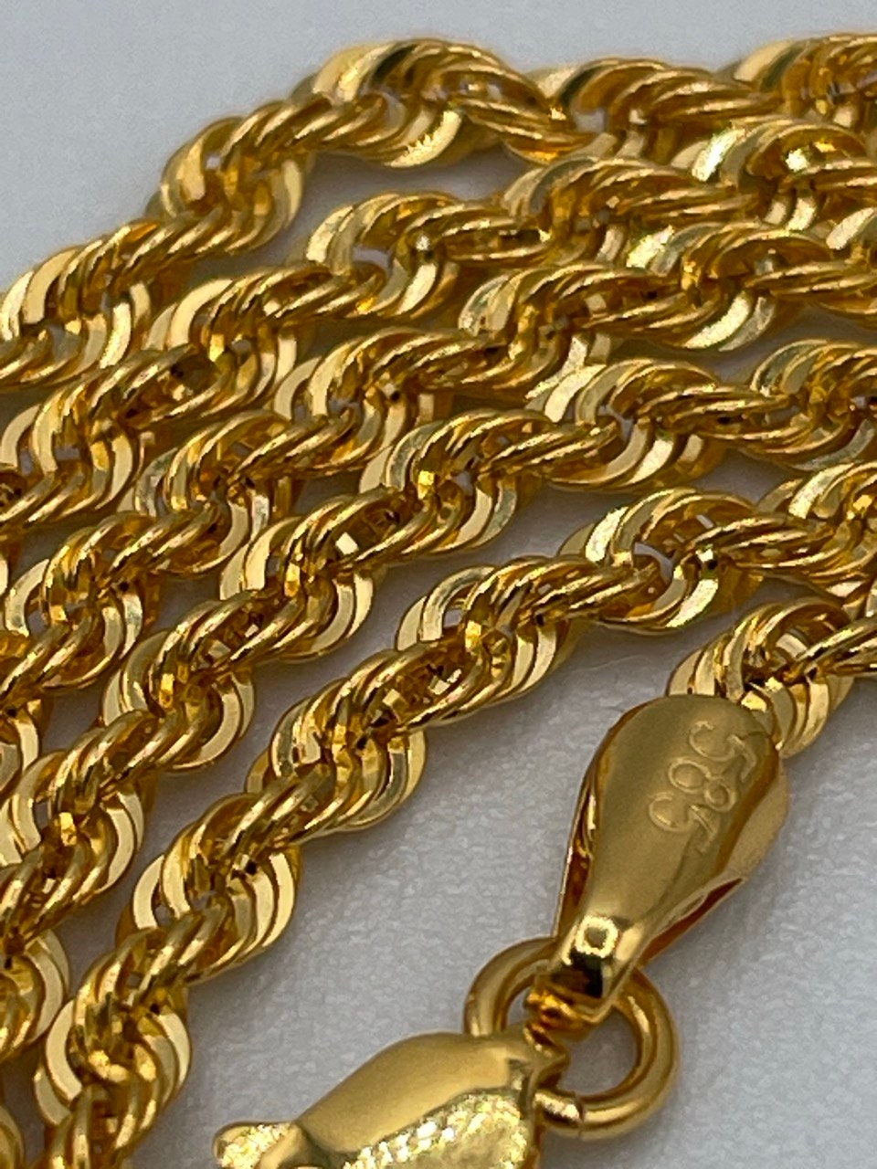 14K Gold Rope Chain Diamond Cut Necklace, 24",22",20", 2.5mm Thickness, Real Gold Rope Chain, 14k Gold Rope Necklace, Birthday gift.