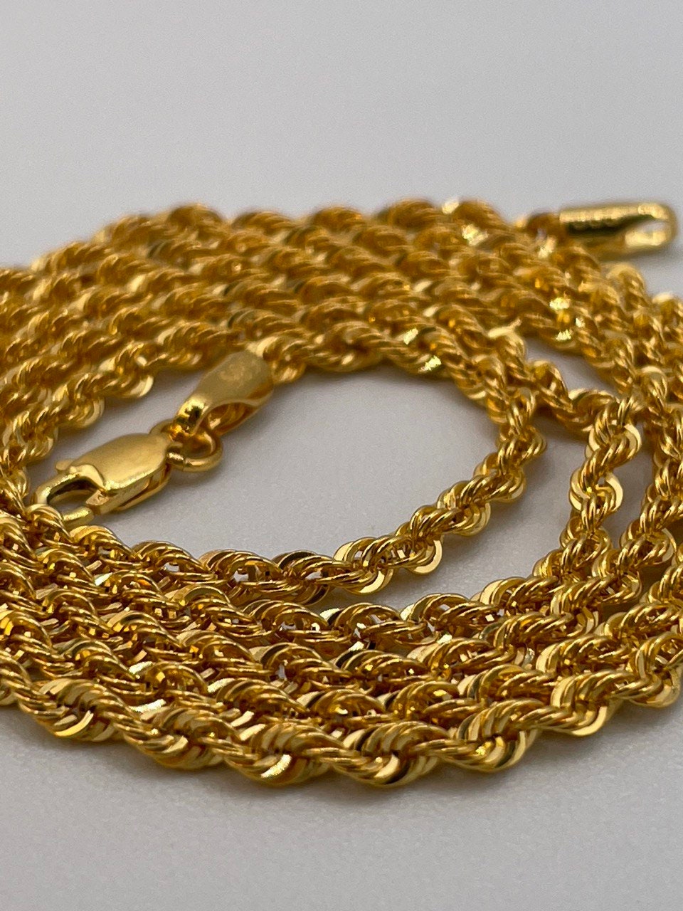 14K Gold Rope Chain Diamond Cut Necklace, 24",22",20", 2.5mm Thickness, Real Gold Rope Chain, 14k Gold Rope Necklace, Birthday gift.
