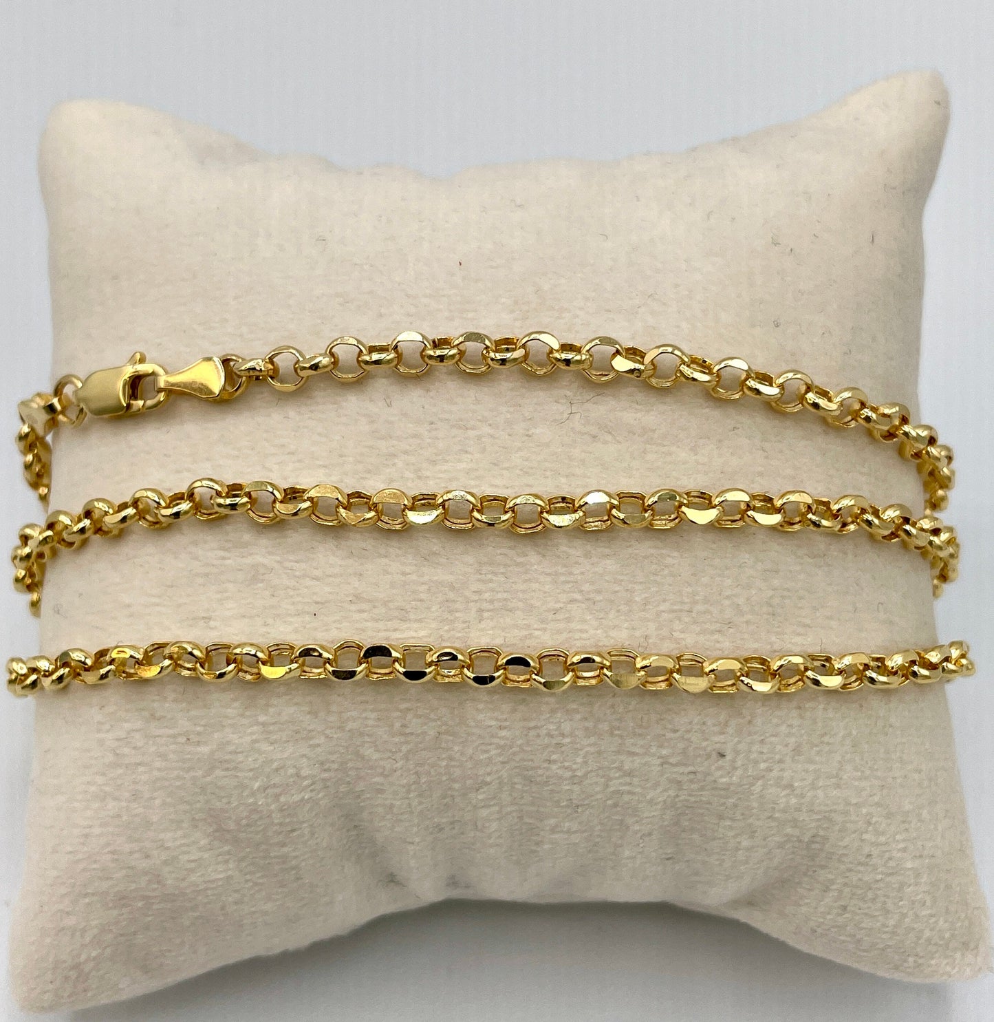 14K Solid Gold Rolo Chain Necklace, Real 14Krt Rolo Link Gold Chain, Rolo Diamond-cut Chain For Men & Women, 4mm width Rolo Chain Necklace!