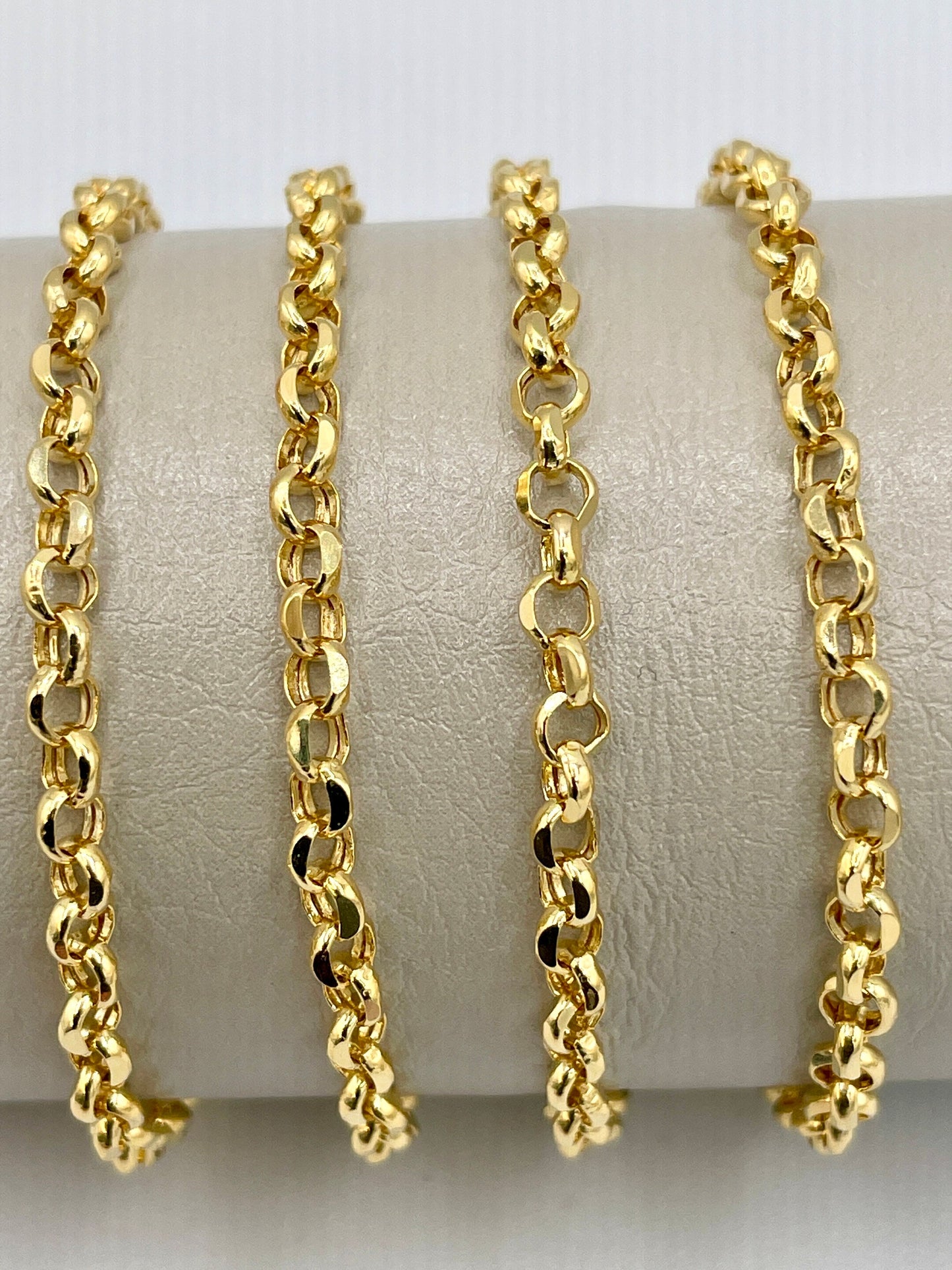 14K Solid Gold Rolo Chain Necklace, Real 14Krt Rolo Link Gold Chain, Rolo Diamond-cut Chain For Men & Women, 4mm width Rolo Chain Necklace!