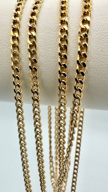 Real 18K Gold Curb Chain Necklace, Pure 18K Gold Miami Cuban Links Chain, 3MM Thick, Real Gold Chain for Men/Women, Birthday Gift!
