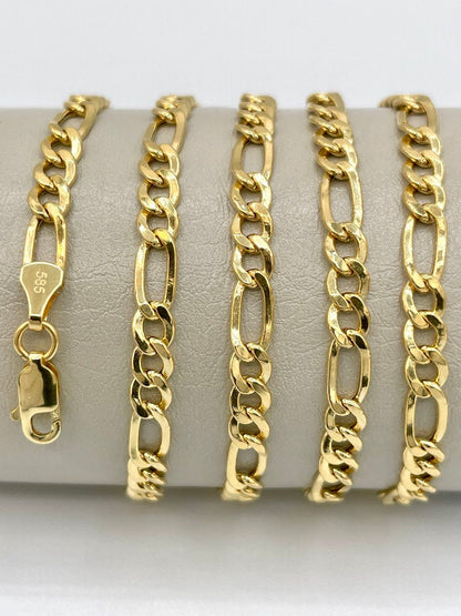 14K Solid Gold Figaro Chain Necklace, Genuine 14K Gold Figaro Link Chain,4.5mm Width, Real Gold 14K Chain for Men & Women, Birthday Gift!