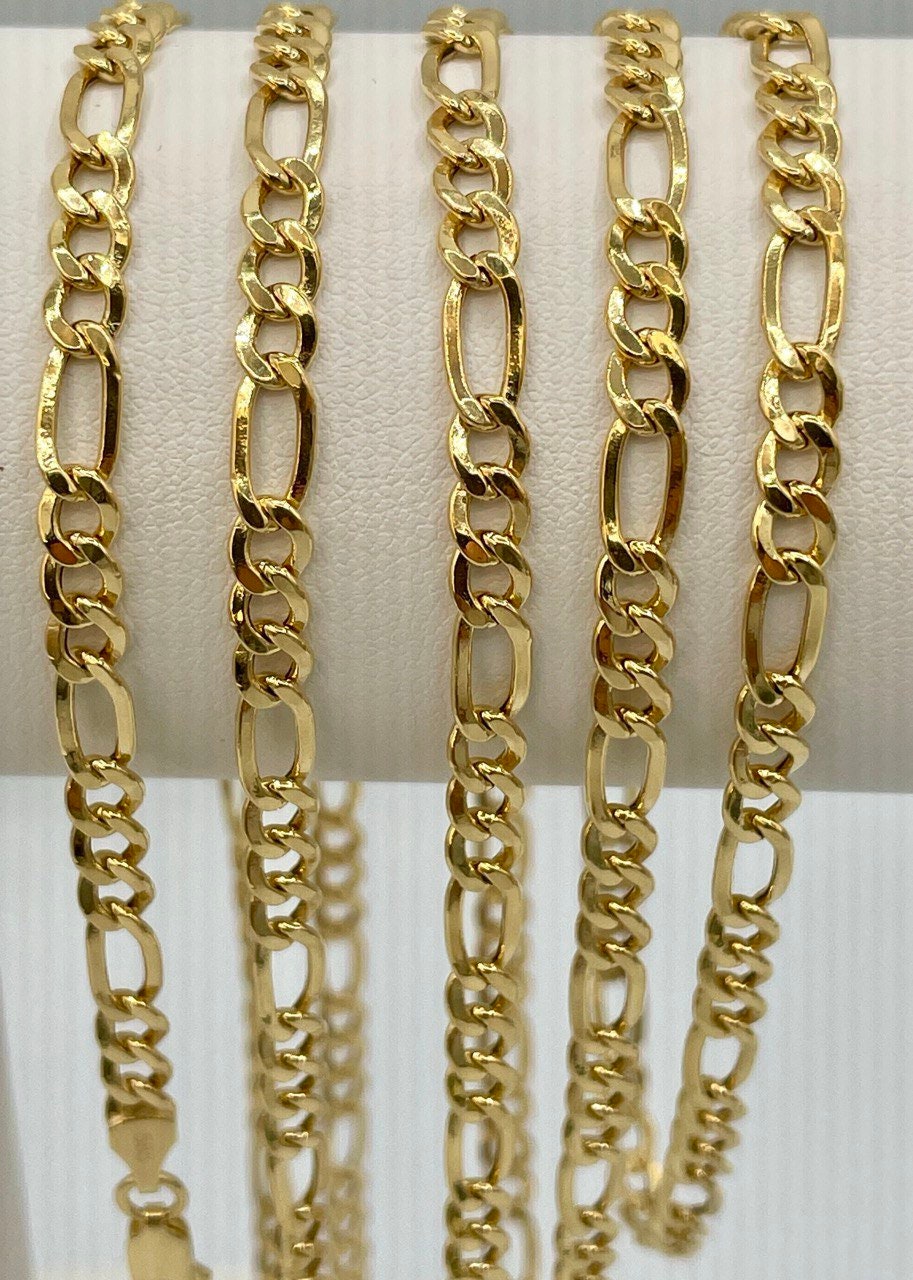 14K Solid Gold Figaro Chain Necklace, Genuine 14K Gold Figaro Link Chain,4.5mm Width, Real Gold 14K Chain for Men & Women, Birthday Gift!