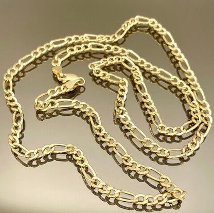 14K Solid Gold Figaro Chain Necklace, Genuine 14K Gold Figaro Link Chain,4.5mm Width, Real Gold 14K Chain for Men & Women, Birthday Gift!