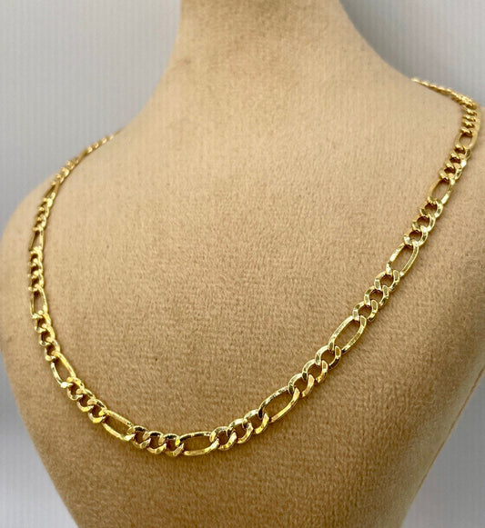 14K Solid Gold Figaro Chain Necklace, Genuine 14K Gold Figaro Link Chain,4.5mm Width, Real Gold 14K Chain for Men & Women, Birthday Gift!