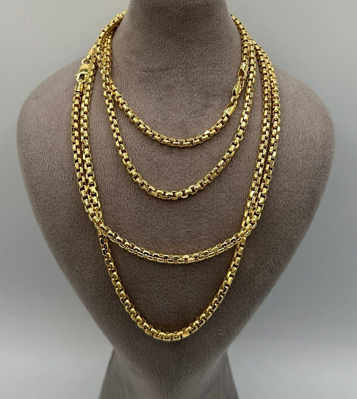 14K Solid Gold Box Chain Necklace,Pure 14K Gold Box links Chain,Diamond-Cut 4 MM Thick_20" to 24",14K Real Solid Gold Chain For Men & Women!