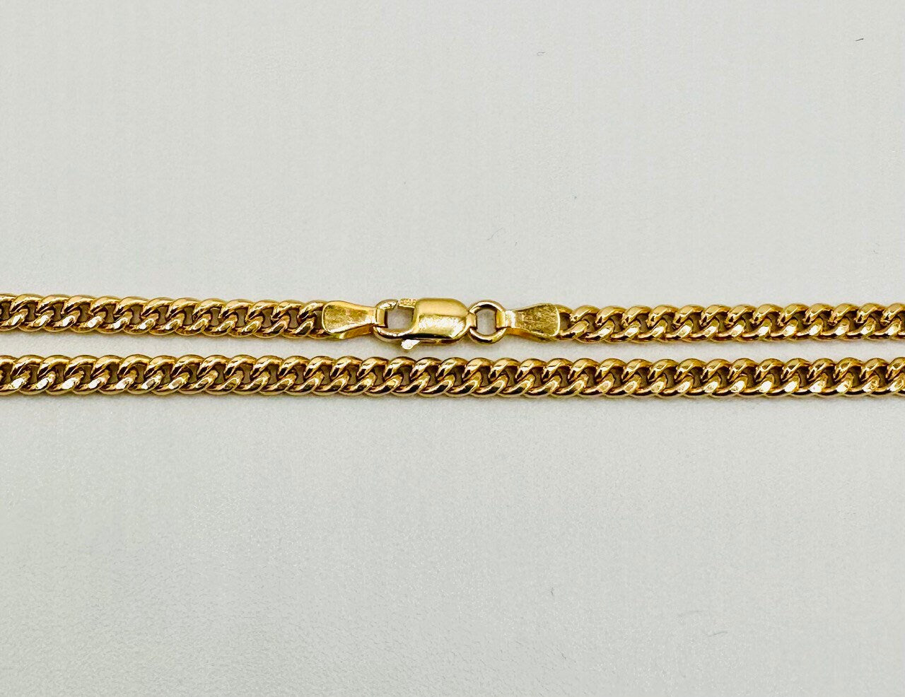 Real 18K Gold Curb Chain Necklace, Pure 18K Gold Miami Cuban Links Chain, 3.5MM Thick, Real Solid Gold Chain for Men/Women, Birthday Gift!