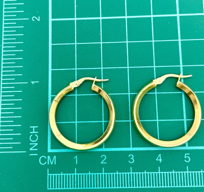 18K Gold Hoop Earrings,Real Gold, Latch back Closer,. A Must-Have Style! Classic Staple! A Perfect Gift For Every Ceremony!