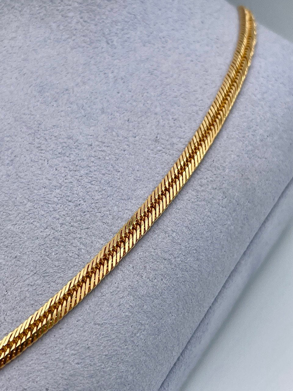 18K Solid Gold Curb Chain Necklace,Solid 18K Real Gold Curb Links Miami Cuban Chain,Diamond Cut, 4mm-thick Solid Gold Chain for Him/Her!