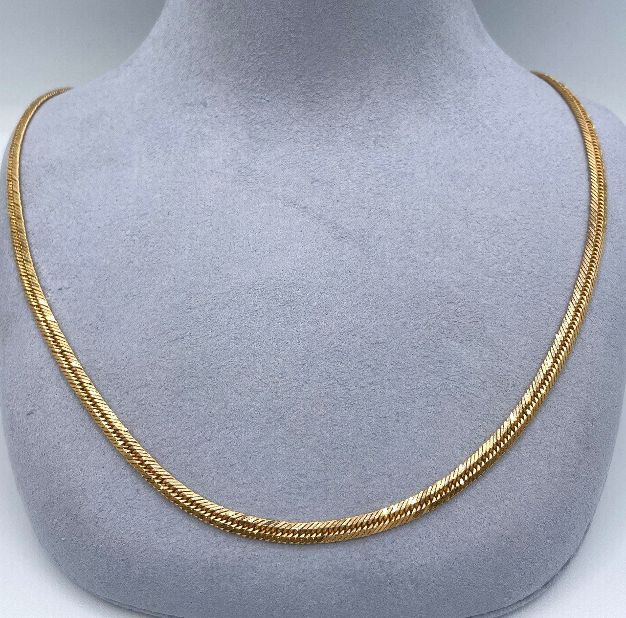 18K Solid Gold Curb Chain Necklace,Solid 18K Real Gold Curb Links Miami Cuban Chain,Diamond Cut, 4mm-thick Solid Gold Chain for Him/Her!