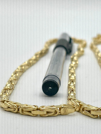 14K Yellow Solid Gold Byzantine Chain Necklace/ 14K Pure Gold Byzantine 4mm, 20"- 22" 24" 26" Lengths/ Real Gold Chain for Men & Women!