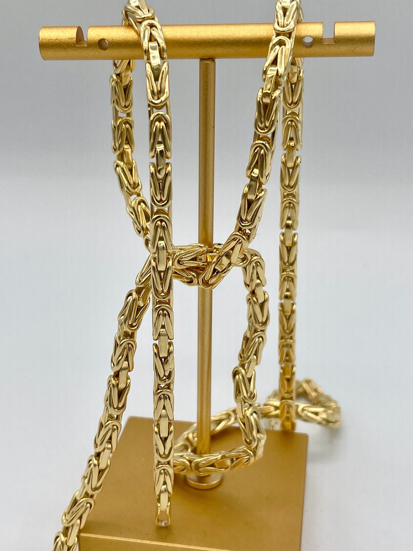 14K Yellow Solid Gold Byzantine Chain Necklace/ 14K Pure Gold Byzantine 4mm, 20"- 22" 24" 26" Lengths/ Real Gold Chain for Men & Women!