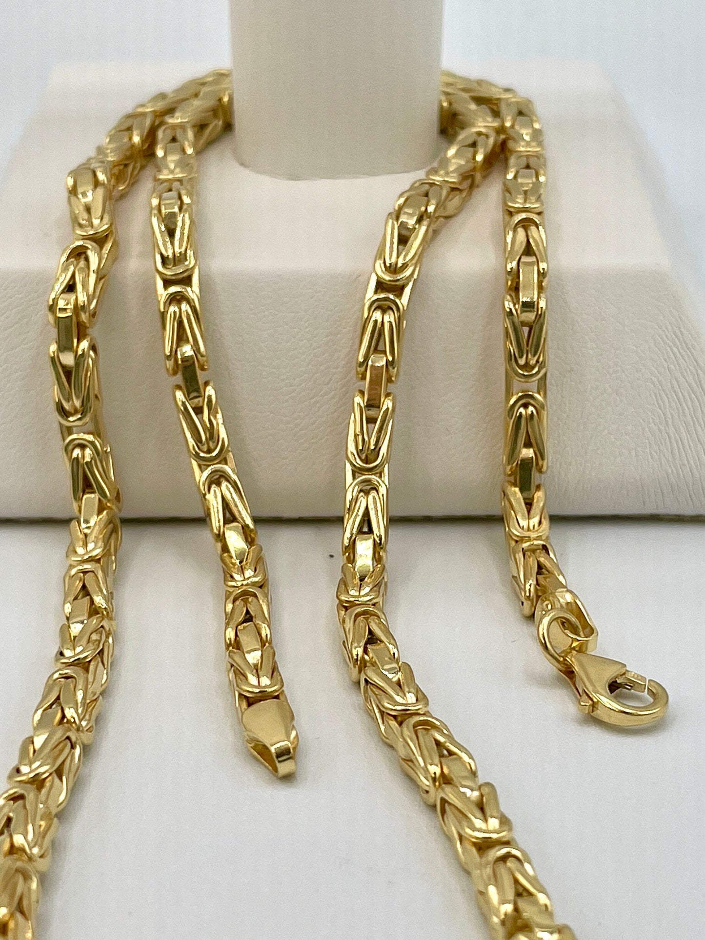 14K Yellow Solid Gold Byzantine Chain Necklace/ 14K Pure Gold Byzantine 4mm, 20"- 22" 24" 26" Lengths/ Real Gold Chain for Men & Women!