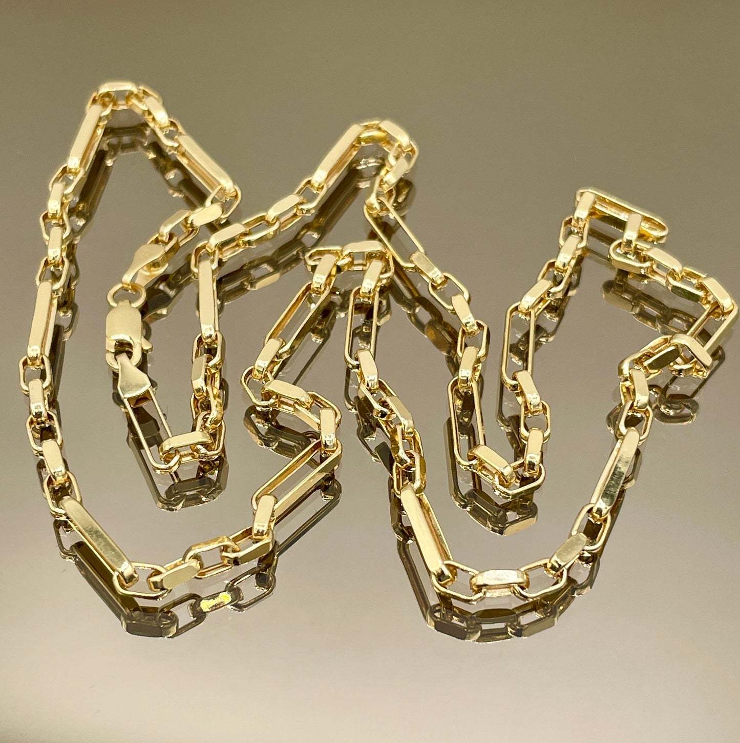 14K Solid Gold Cable Chain Necklace, Real 14K Gold Cable Links Diamond-cut, 3.5mm Thick 20"- 24" Lengths Gold Chain, Gift for Men/Women!