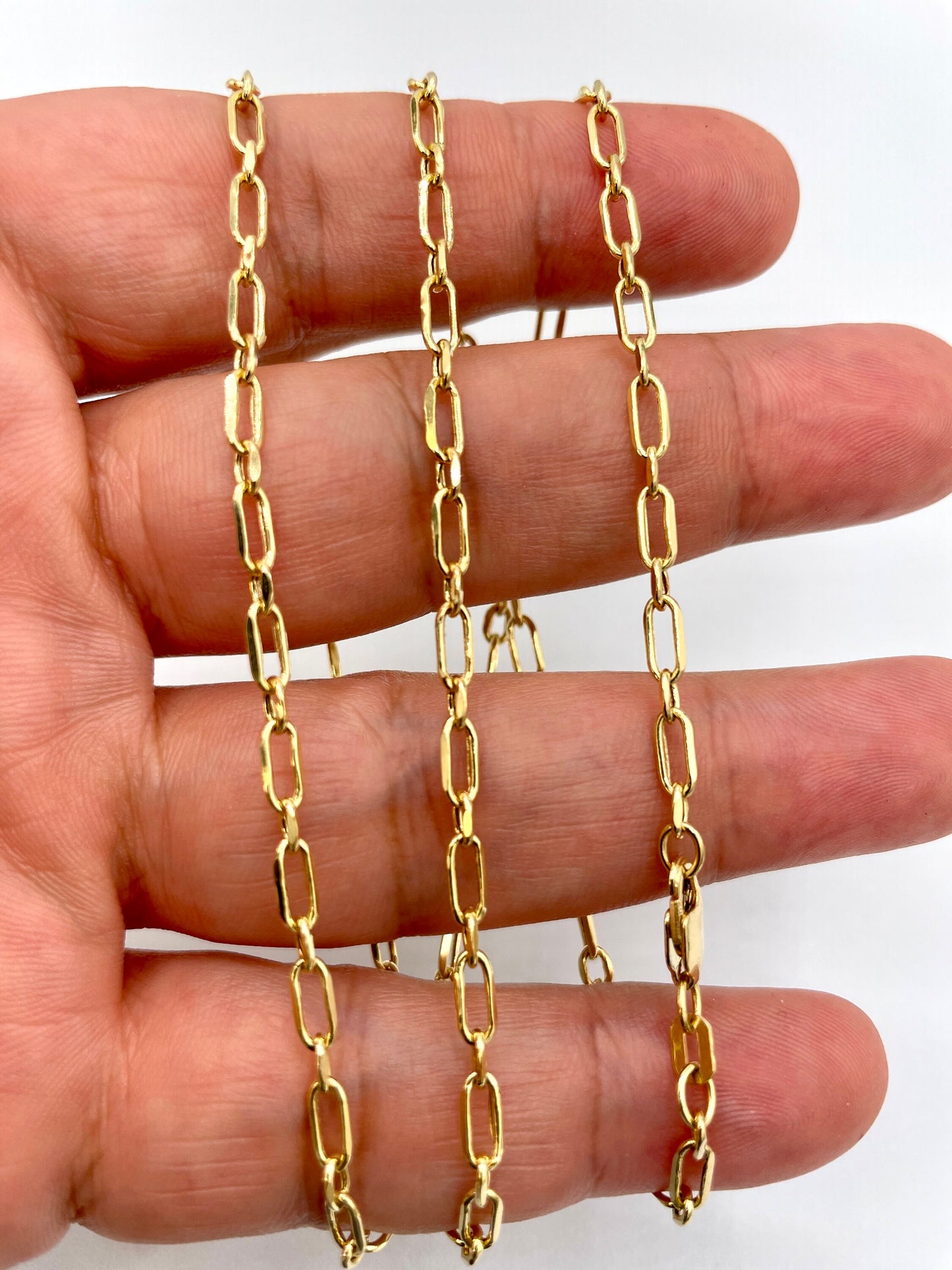 14K Solid Gold Cable Chain Necklace, Real 14K Gold Cable Link Diamond-cut Chain, 3MM Thick, Real 14K Gold Trending Chain for Men & Women!