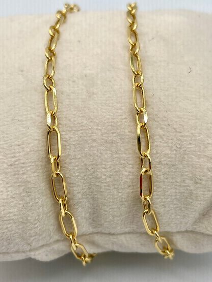 14K Solid Gold Cable Bracelet Chain, Real 14K Diamond-cut Gold Cable Link Bracelet, 3mm Thick 7.5" Lengths Cable Bracelet for Men/Women!