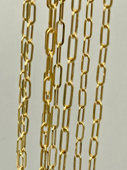 14K Solid Gold Paperclip Chain Necklace,Real 14K Yellow Gold Paperclip Chain,2.8mm_20"-26" 14K Gold Chain for Men and Woman,Birthday Gift!