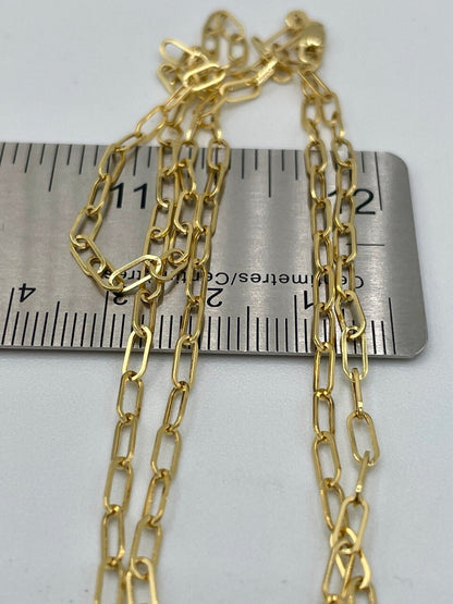 14K Solid Gold Paperclip Chain Necklace,Real 14K Yellow Gold Paperclip Chain,2.8mm_20"-26" 14K Gold Chain for Men and Woman,Birthday Gift!