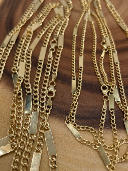 14K Solid Gold Vintage Style/Miami Cuban Link Chain Necklace/14K Cuban Necklace/3.5mm/2.5mm,24"-26" Link Cuban Chain Men&Woman/Birthday Gift