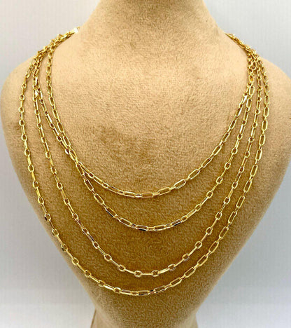 14K Solid Gold Cable Chain Necklace, Real 14K Gold Cable Link Diamond-cut Chain, 2.10MM Thick, Real 14K Gold Trending Chain for Men & Women!