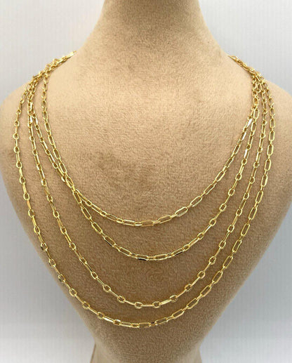 14K Solid Gold Cable Chain Necklace, Real 14K Gold Cable Link Diamond-cut Chain, 2.10MM Thick, Real 14K Gold Trending Chain for Men & Women!