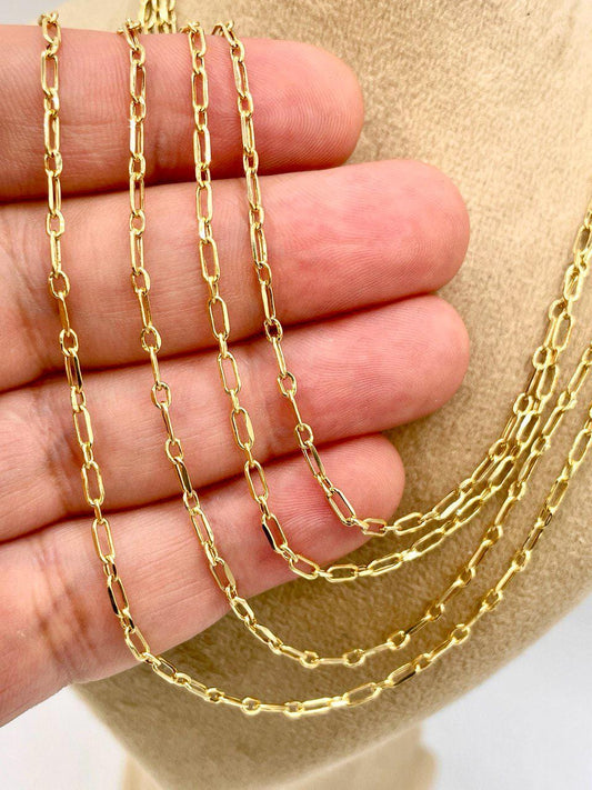 14K Solid Gold Cable Chain Necklace, Real 14K Gold Cable Link Diamond-cut Chain, 2.10MM Thick, Real 14K Gold Trending Chain for Men & Women!