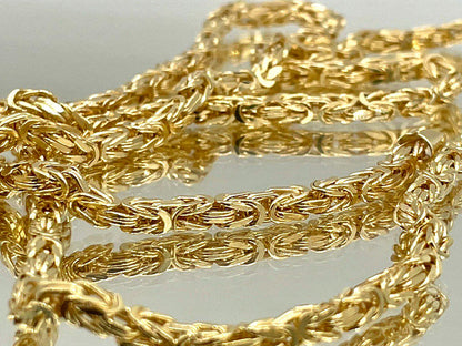 14K Solid Gold Byzantine Chain Necklace, 3mm - 24" 26" 14K Solid Gold Links Byzantine Necklace, Real 14K Yellow Gold Luxury Chain Necklace!
