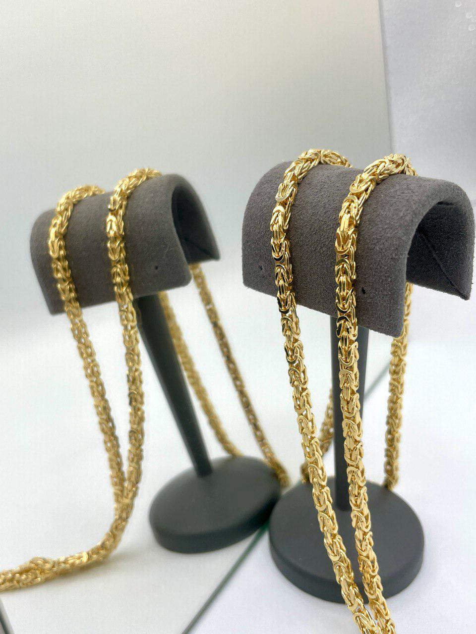 14K Solid Gold Byzantine Chain Necklace, 3mm - 24" 26" 14K Solid Gold Links Byzantine Necklace, Real 14K Yellow Gold Luxury Chain Necklace!