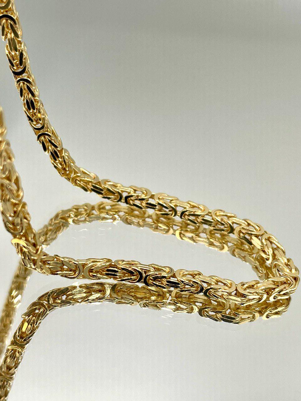 14K Solid Gold Byzantine Chain Necklace, 3mm - 24" 26" 14K Solid Gold Links Byzantine Necklace, Real 14K Yellow Gold Luxury Chain Necklace!