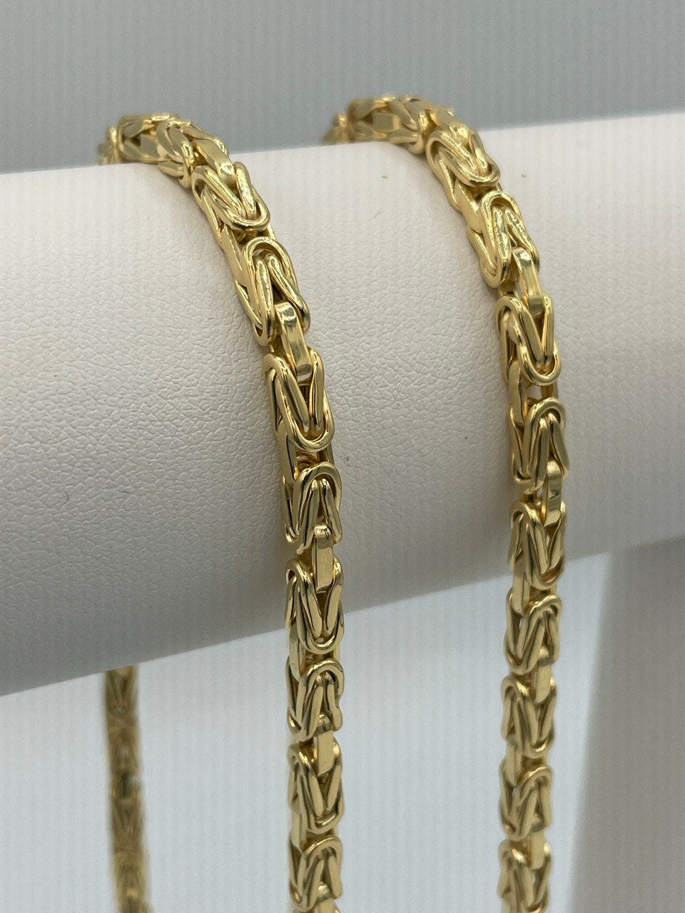 14K Yellow Solid Gold Byzantine Chain Necklace/ 14K Pure Gold Byzantine 4mm, 20"- 22" 24" 26" Lengths/ Real Gold Chain for Men & Women!