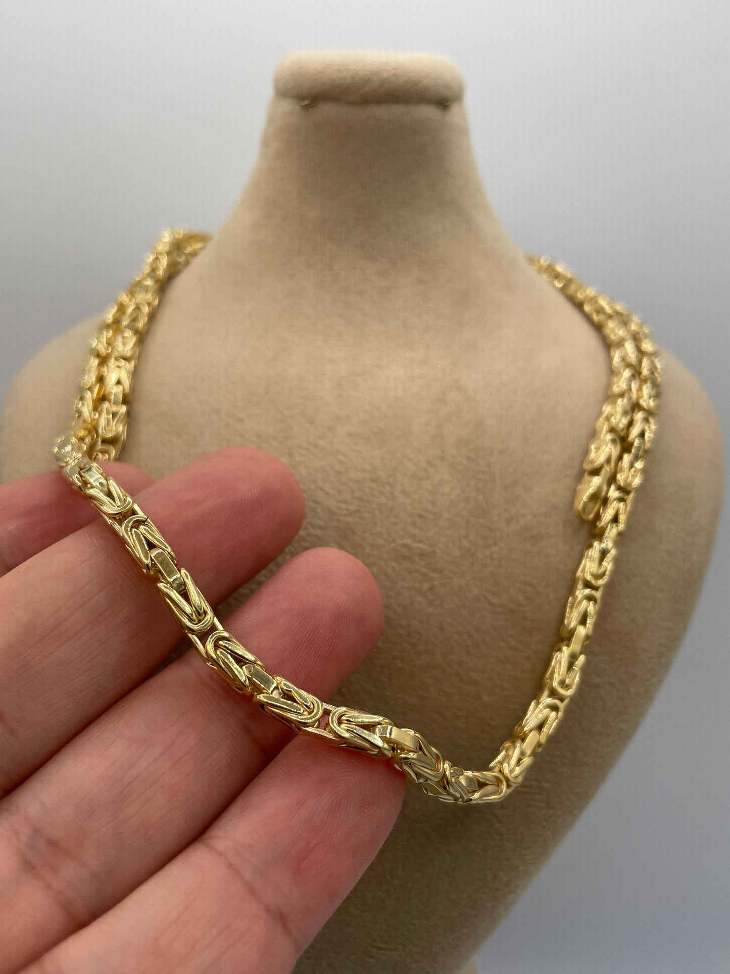 14K Yellow Solid Gold Byzantine Chain Necklace/ 14K Pure Gold Byzantine 4mm, 20"- 22" 24" 26" Lengths/ Real Gold Chain for Men & Women!