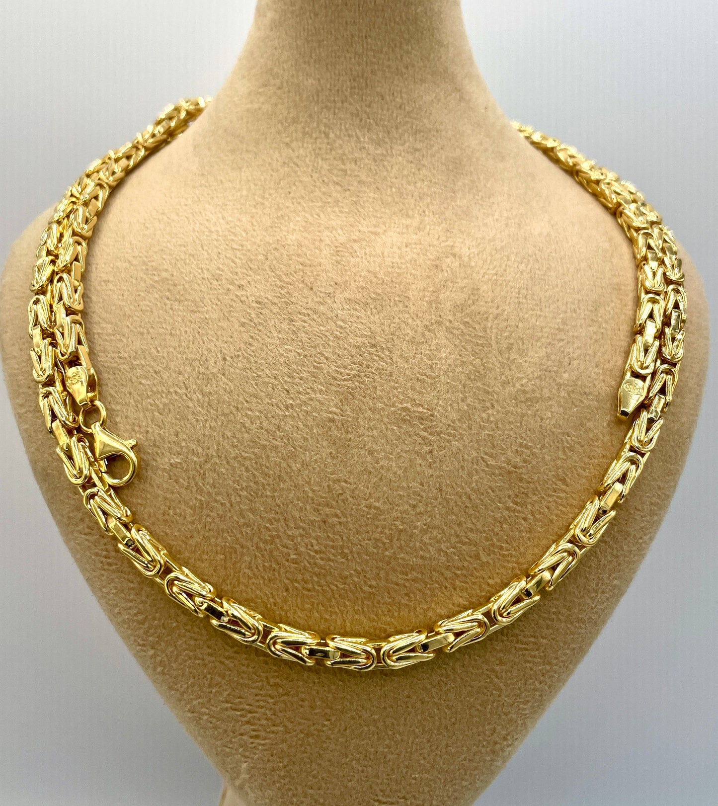 14K Yellow Solid Gold Byzantine Chain Necklace/ 14K Pure Gold Byzantine 4mm, 20"- 22" 24" 26" Lengths/ Real Gold Chain for Men & Women!