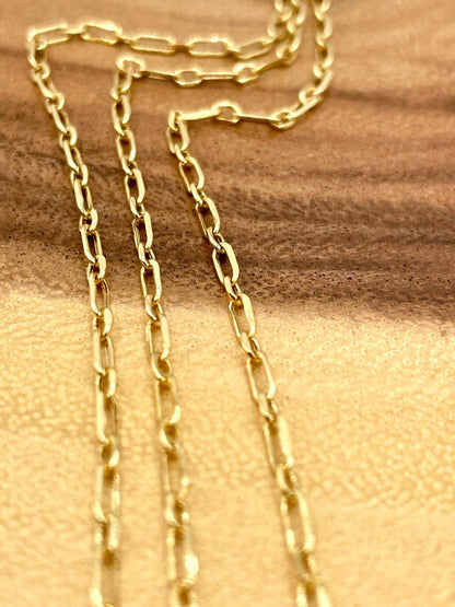 14K Solid Gold Paperclip Bracelet Chain, Real 14K Yellow Gold Paperclip Link Bracelet, 2.2MM, Gold Bracelet For Men & Women, Birthday Gift!