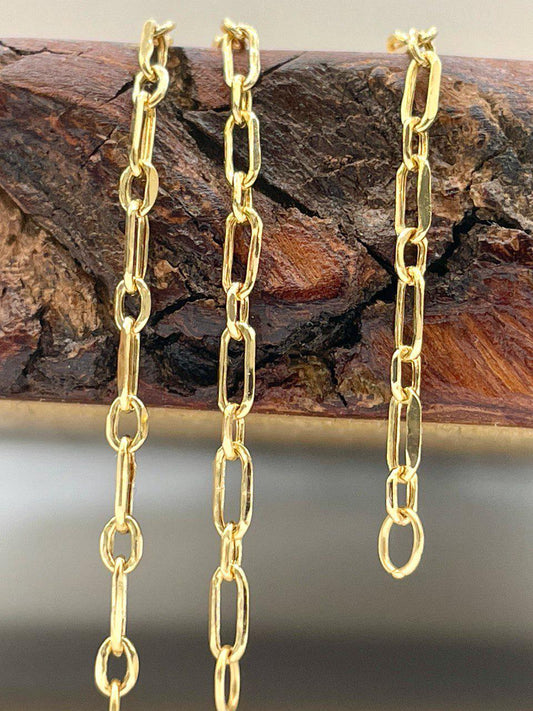 14K Solid Gold Paperclip Bracelet Chain, Real 14K Yellow Gold Paperclip Link Bracelet, 2.2MM, Gold Bracelet For Men & Women, Birthday Gift!