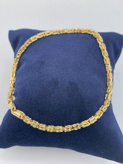 14K Yellow Solid Gold Byzantine Bracelet Chain, 14K Pure Gold Byzantine 2.5mm thick, 8.5" lengths, 14K Real Gold Bracelet for Men/Women!