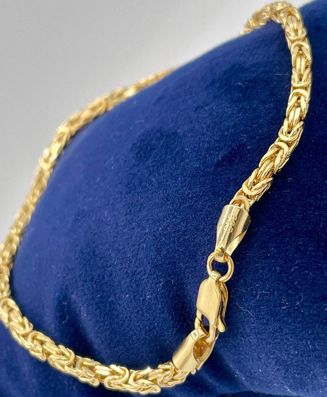 14K Yellow Solid Gold Byzantine Bracelet Chain, 14K Pure Gold Byzantine 2.5mm thick, 8.5" lengths, 14K Real Gold Bracelet for Men/Women!