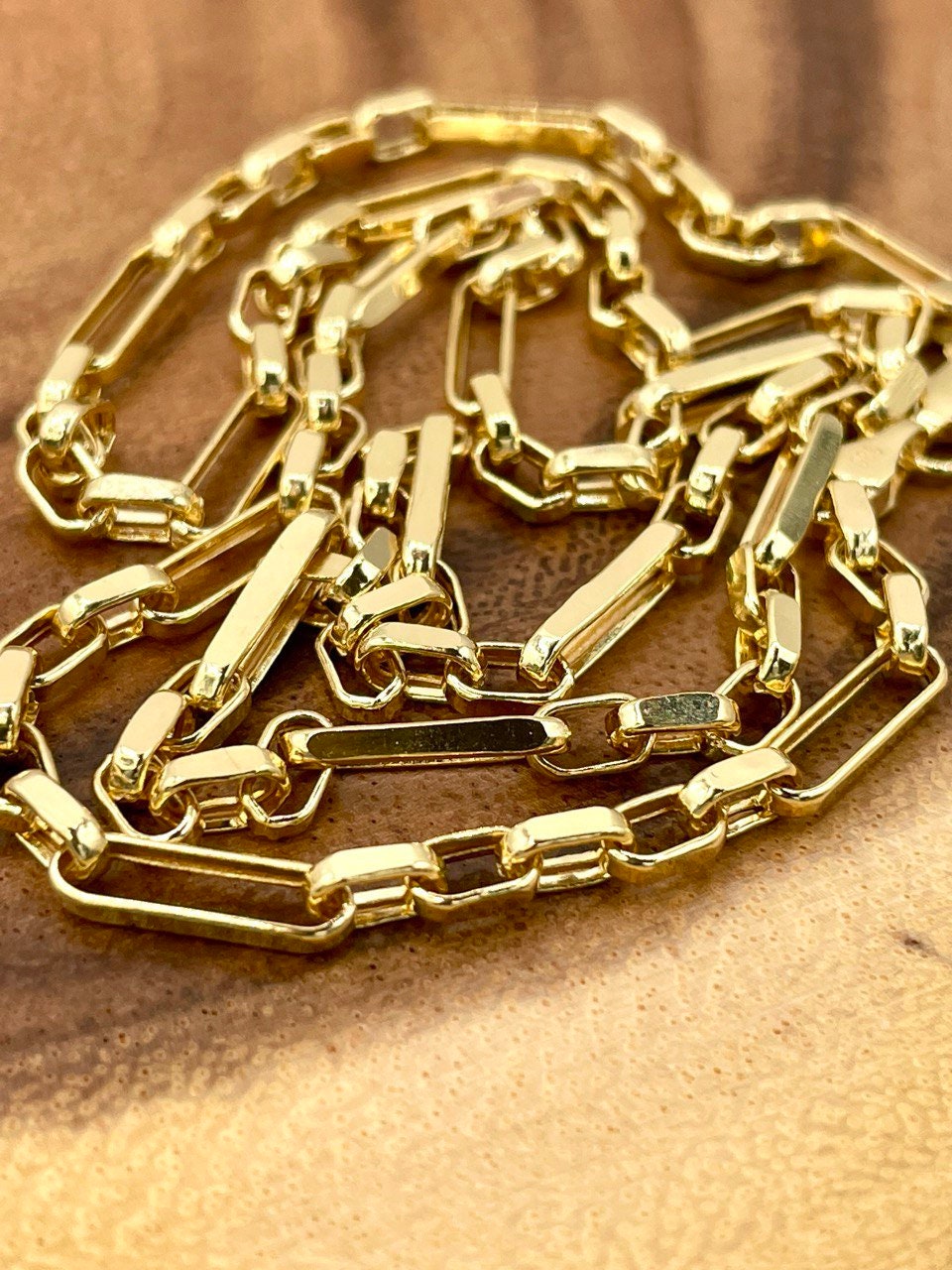 14K Solid Gold Cable Chain Necklace, Real 14K Gold Cable Links Diamond-cut, 3.5mm Thick 20"- 24" Lengths Gold Chain, Gift for Men/Women!