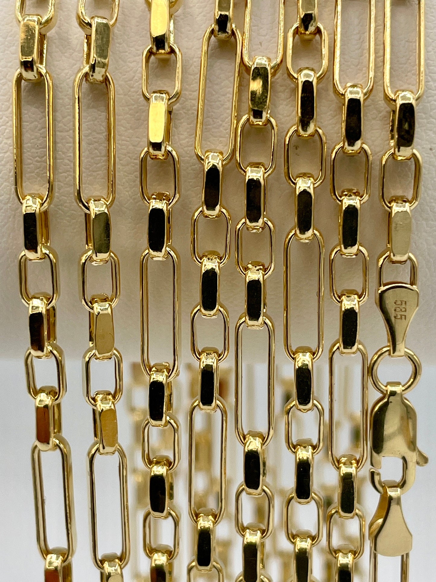 14K Solid Gold Cable Chain Necklace, Real 14K Gold Cable Links Diamond-cut, 3.5mm Thick 20"- 24" Lengths Gold Chain, Gift for Men/Women!