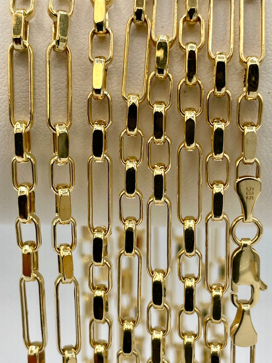 14K Solid Gold Cable Chain Necklace, Real 14K Gold Cable Links Diamond-cut, 3.5mm Thick 20"- 24" Lengths Gold Chain, Gift for Men/Women!