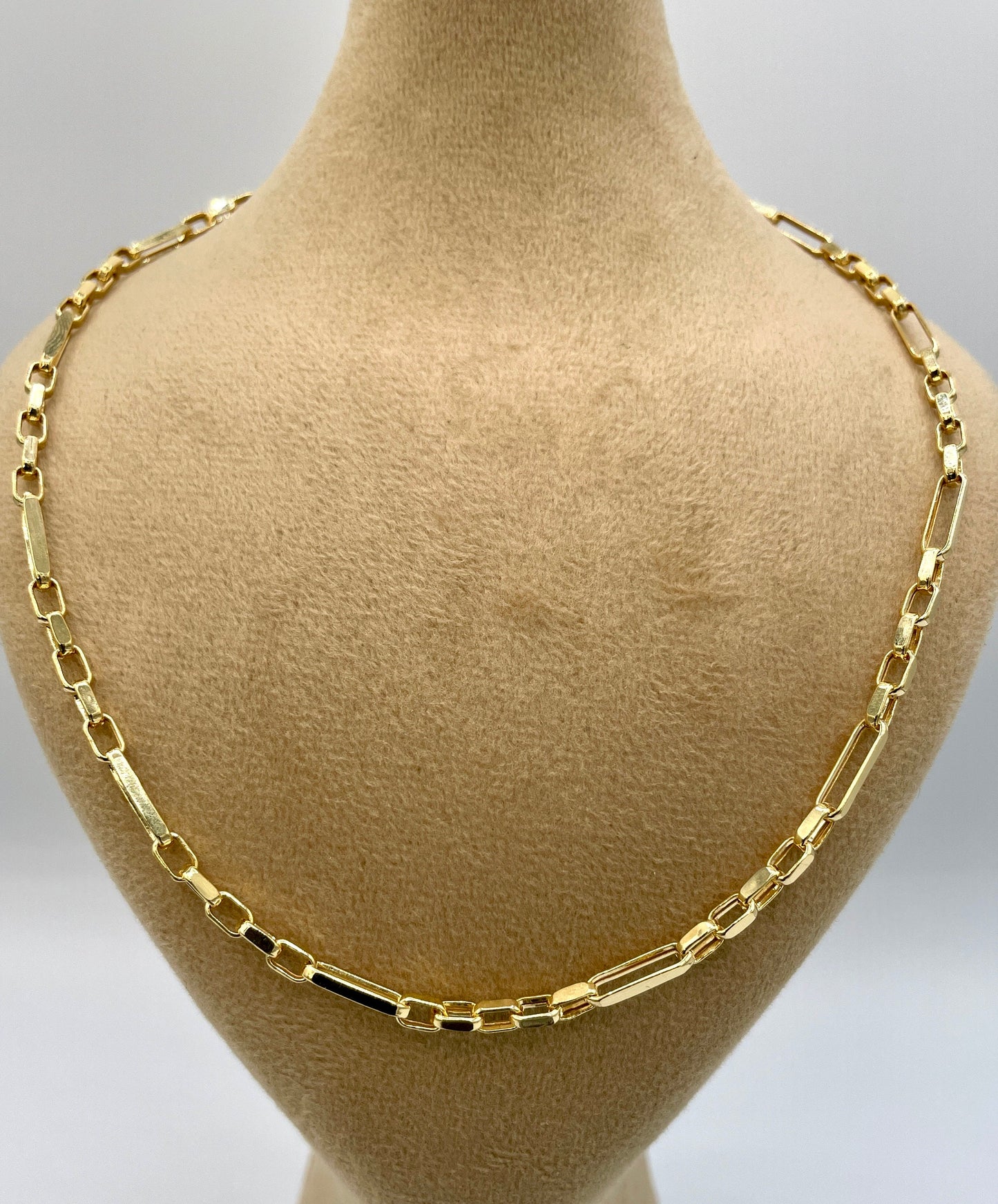 14K Solid Gold Cable Chain Necklace, Real 14K Gold Cable Links Diamond-cut, 3.5mm Thick 20"- 24" Lengths Gold Chain, Gift for Men/Women!