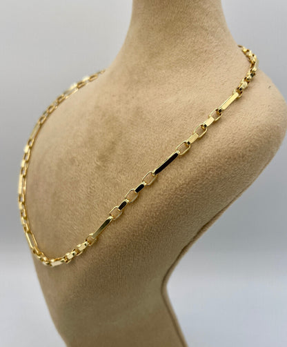 14K Solid Gold Cable Chain Necklace, Real 14K Gold Cable Links Diamond-cut, 3.5mm Thick 20"- 24" Lengths Gold Chain, Gift for Men/Women!