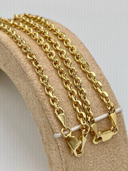 14K Solid Gold Rolo Bracelet, Real 14K Gold Rolo Chain Bracelet,Yellow Gold Bracelet for Men/Women,14K Gold Bracelet 4mm 4.5mm - 7.5", Gift!