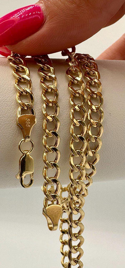 14K Solid Gold Miami Cuban Chain Necklace, Curb Cuban Links Chain, Real 14K Gold Chain for Men/Women, 5mm _ 19.75"- 25.5", 14K Gold Chain!