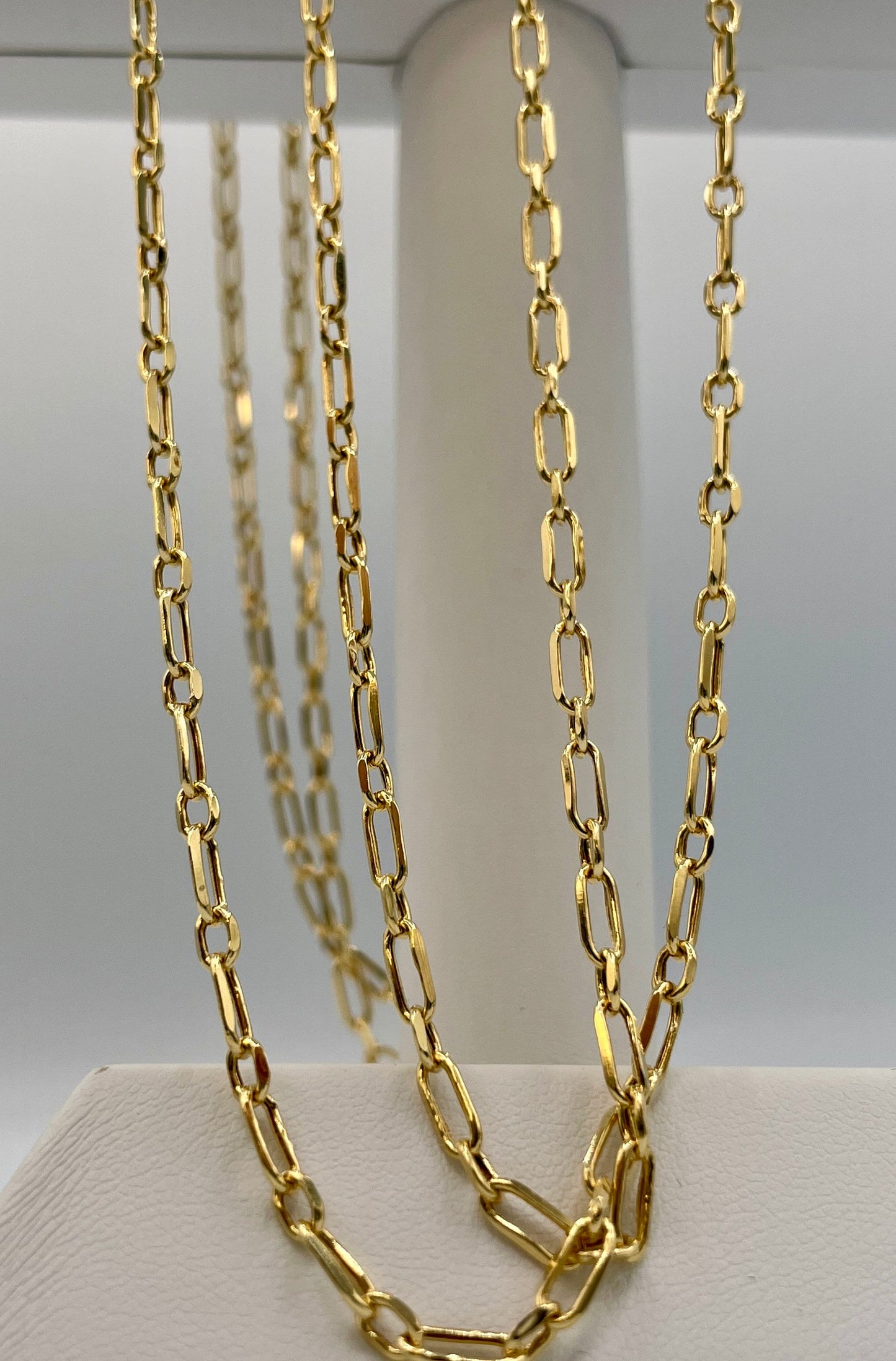 14K Solid Gold Cable Chain Necklace, Real 14K Gold Cable Link Diamond-cut Chain, 3MM Thick, Real 14K Gold Trending Chain for Men & Women!