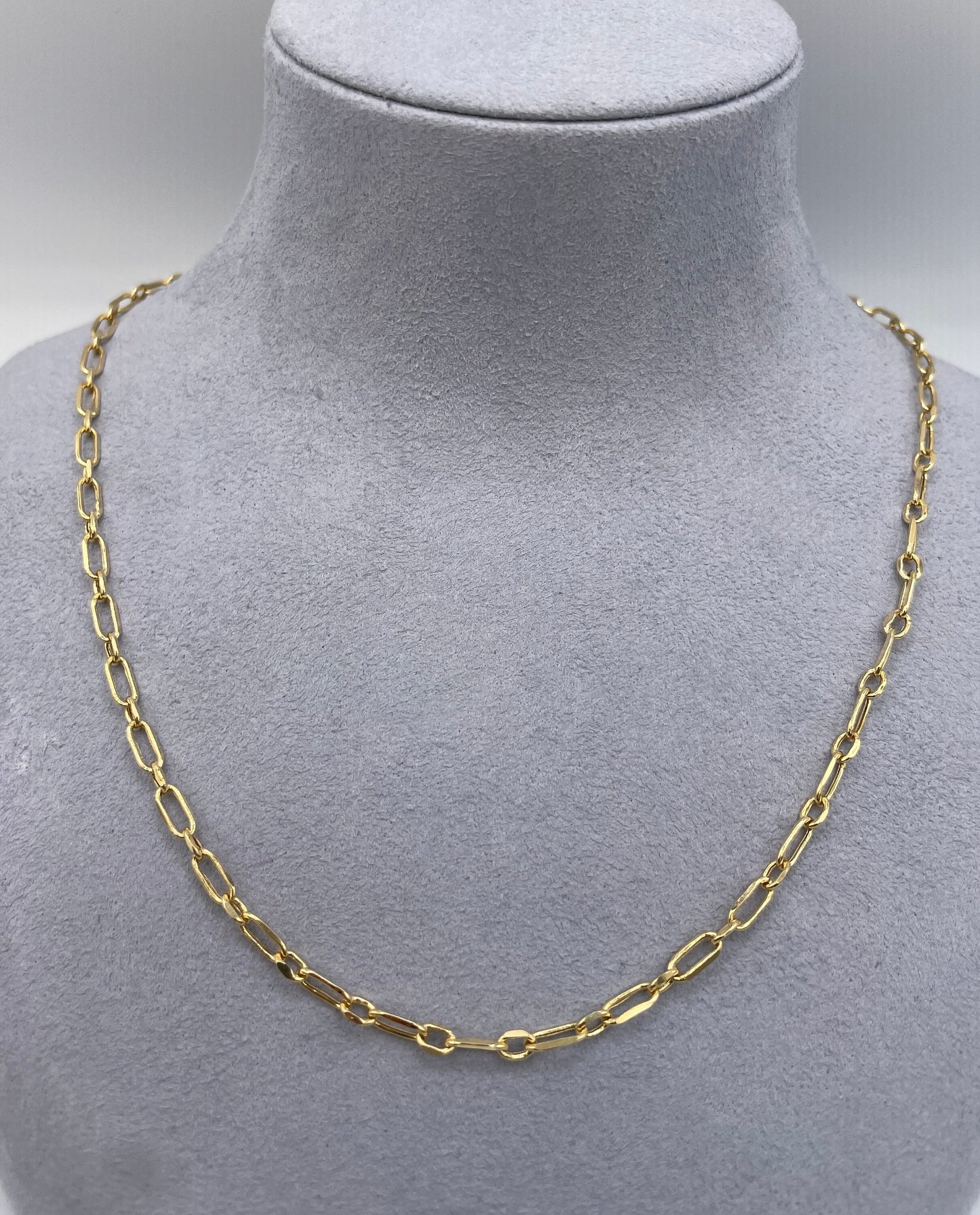 14K Solid Gold Cable Chain Necklace, Real 14K Gold Cable Link Diamond-cut Chain, 3MM Thick, Real 14K Gold Trending Chain for Men & Women!