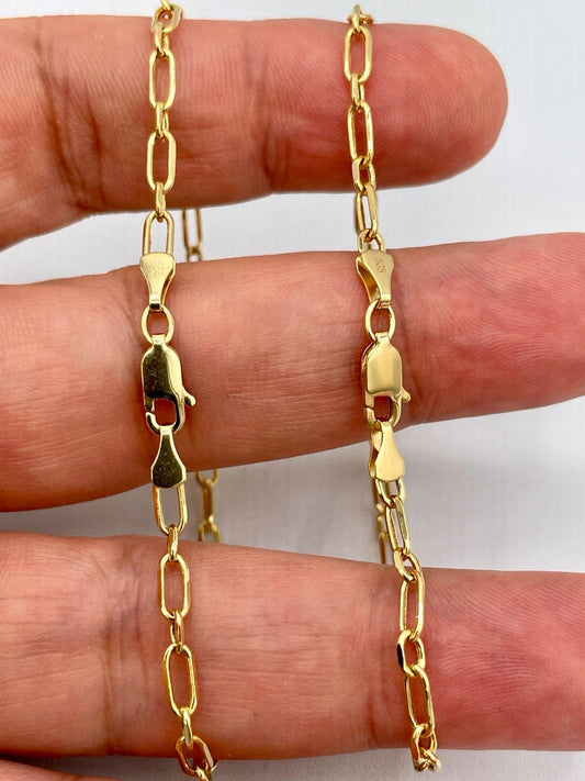 14K Solid Gold Cable Bracelet Chain, Real 14K Diamond-cut Gold Cable Link Bracelet, 3mm Thick 7.5" Lengths Cable Bracelet for Men/Women!