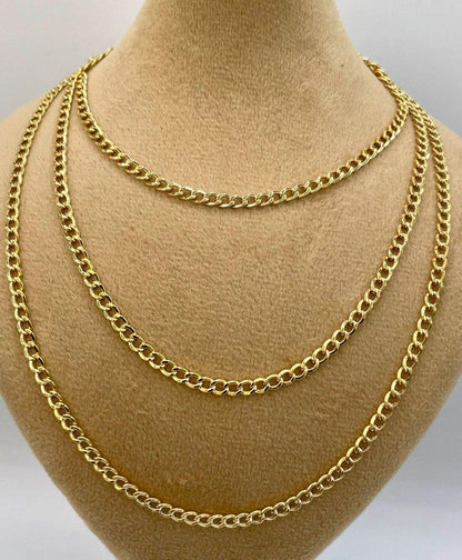 14K Solid Gold Miami Cuban Link Chain Necklace/ 14K Yellow Cuban Necklace/ 3.2mm, 22"- 25.5" Link Cuban Chain for Men & Woman/Birthday Gift!