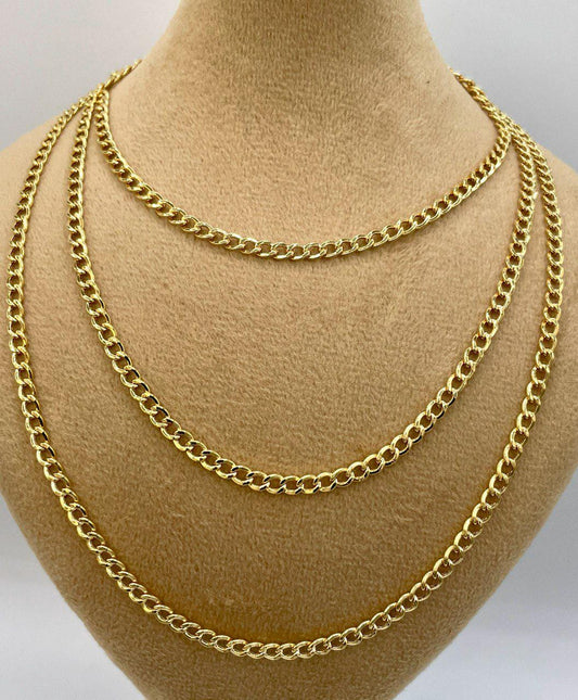 14K Solid Gold Miami Cuban Link Chain Necklace/ 14K Yellow Cuban Necklace/ 3.2mm, 22"- 25.5" Link Cuban Chain for Men & Woman/Birthday Gift!
